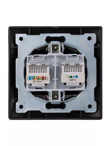 Розетка телефонная RJ11 + компьютерная RJ45 шоколад "Лама" TDM фото 4