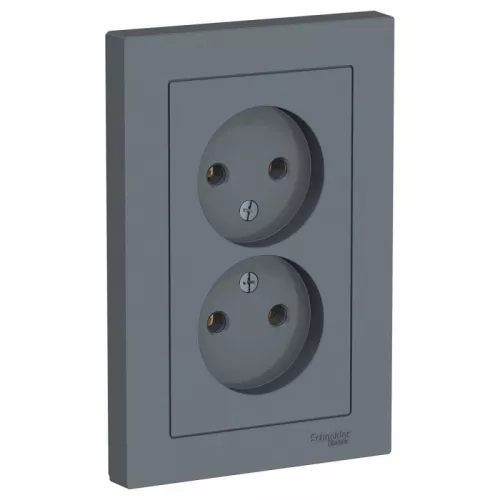 Розетка 2-м AtlasDesign 16А без заземл. в сборе грифель SchE ATN000720