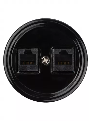 Розетка двойная компьютерная RJ45 черная «Болонь» TDM фото 3