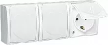 Розетка 3-м ОП Simon15 с защ. крышкой с заземл. IP54 бел. Simon 1594437-030