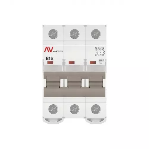 Выключатель автоматический модульный 3п B 16А 6кА AV-6 AVERES EKF mcb6-3-16B-av фото 4