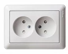Розетка 2-м СП W59 16А IP20 защ. шторки без заземл. бел. SchE RS16-254-18