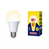 LED-A60-16W/WW/E27/FR/NR Лампа светодиодная. Форма "A", матовая. Серия Norma. Теплый белый свет (3000K). Картон. ТМ Volpe