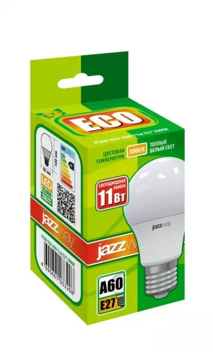 Лампа светодиодная PLED-ECO/SE-A60 11Вт грушевидная 3000К тепл. бел. E27 840лм 230В JazzWay 1033208 фото 2