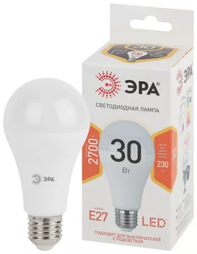 Лампа светодиодная LED A65-30W-827-E27 A65 30Вт груша E27 тепл. бел. ЭРА Б0048015 Лампа светодиодная LED A65-30W-827-E27 A65 30Вт груша E27 тепл. бел. ЭРА Б0048015