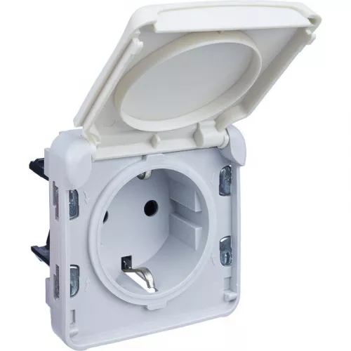 Механизм розетки 1-м СП Plexo с защ. крышкой с заземл. IP55 бел. Leg 069639 фото 4
