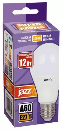 Лампа светодиодная PLED-SP A60 12Вт грушевидная 3000К тепл. бел. E27 1080лм 230В JazzWay 1033703 фото 2 Лампа светодиодная PLED-SP A60 12Вт грушевидная 3000К тепл. бел. E27 1080лм 230В JazzWay 1033703 фото 2