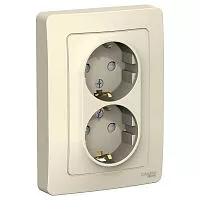Розетка 2-м СП Blanca 16А IP20 250В с заземл. защ. шторки молоч. SchE BLNRS001122