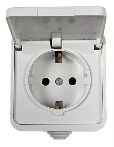 Розетка 1-м AQUA с защ. крышкой с заземл. п / герм. Бел. 3112 ASD / IN HOME 4690612000459