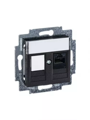 Розетка информационная Levit RJ45 кат. 5e и заглушка антрацит ABB 2CHH295117A6063 фото 4
