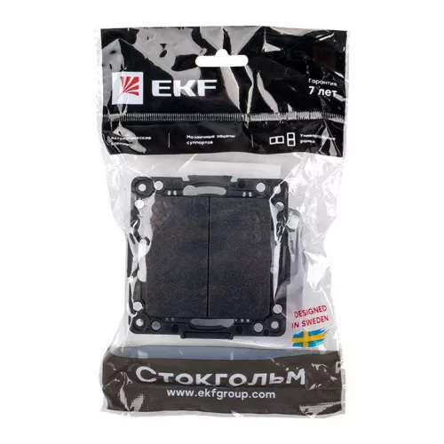Механизм переключателя проходного 2-кл. Стокгольм 10А черн. PROxima EKF EZV10-027-10 фото 7