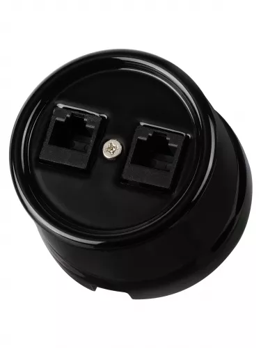 Розетка двойная компьютерная RJ45 черная «Болонь» TDM фото 2