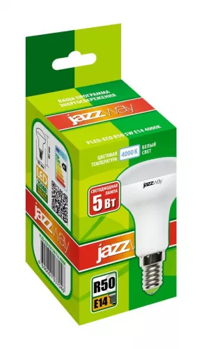 Лампа светодиодная PLED-ECO-R50 5Вт 4000К бел. E14 400лм 220-240В JazzWay 1037046A фото 2 Лампа светодиодная PLED-ECO-R50 5Вт 4000К бел. E14 400лм 220-240В JazzWay 1037046A фото 2