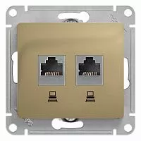 Механизм розетки комп. 2-м Glossa RJ45+RJ45 кат.5е титан SchE GSL000485KK