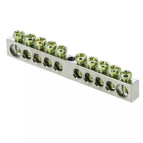 Шина PEN "ноль-земля" 6х9 10 отв. никель крепеж по центру PROxima EKF sn1-63-10 фото 2