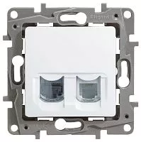 Механизм розетки комп. + телеф. 1-м СП Etika RJ11 + RJ45 CAT.5E UTP бел. Leg 672252