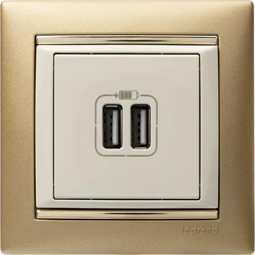 Розетка USB 2-м СП Valena сл. кость Leg 774170 фото 14