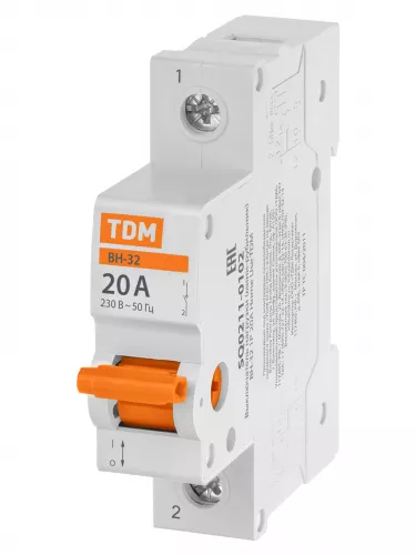 Выключатель нагрузки (мини-рубильник) ВН-32 1P 20A Home Use TDM фото 2