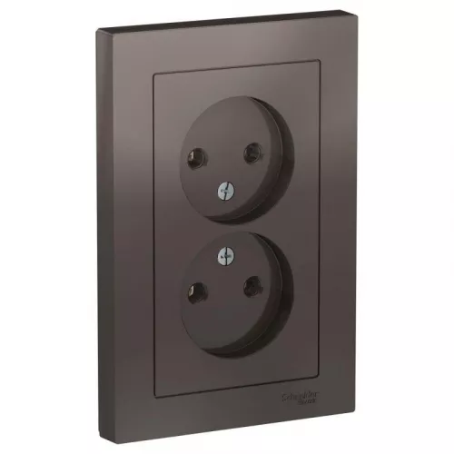 Розетка 2-м AtlasDesign 16А без заземл. в сборе мокко SchE ATN000620 Розетка 2-м AtlasDesign 16А без заземл. в сборе мокко SchE ATN000620