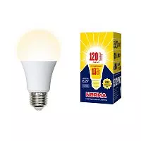LED-A60-13W/WW/E27/FR/NR Лампа светодиодная. Форма "A", матовая. Серия Norma. Теплый белый свет (3000K). Картон. ТМ Volpe