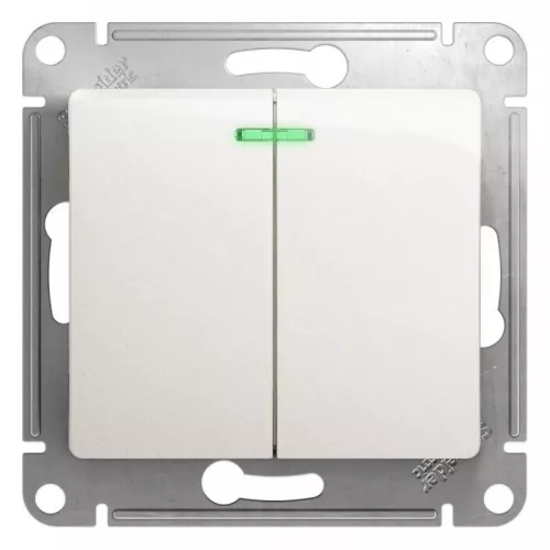 Механизм выключателя 2-кл. СП Glossa 10А IP20 (сх. 5а) 10AX с подсветкой перламутр SchE GSL000653