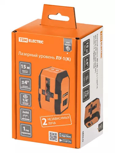Лазерный уровень ЛУ-1(К), 15 м ± 1 мм/5 м, два луча, 635 нм, красный луч, резьба 1/4, «Гранит» TDM фото 2