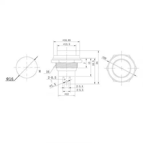 Выключатель-кнопка металл 220В 2А (2с) (ON)-OFF d16.2 черн. (RWD-306) Rexant 36-3350 фото 2 Выключатель-кнопка металл 220В 2А (2с) (ON)-OFF d16.2 черн. (RWD-306) Rexant 36-3350 фото 2
