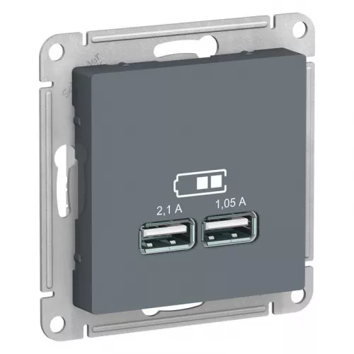 Механизм розетки USB AtlasDesign 5В 1порт х 2.1А 2порта х 1.05А грифель SchE ATN000733