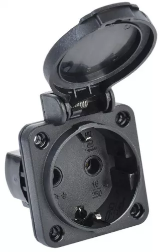 Розетка панельная MAGNUM 2P+PE 16А IP54 РП14-3 с защ. крышкой с заземл. черн. IEK PSN71-016-3-2-54-K02 Розетка панельная MAGNUM 2P+PE 16А IP54 РП14-3 с защ. крышкой с заземл. черн. IEK PSN71-016-3-2-54-K02