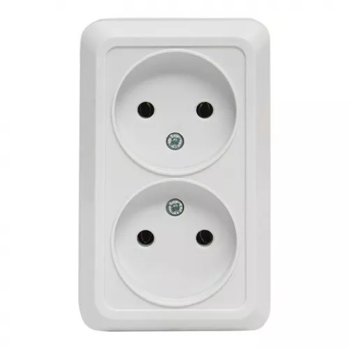 Розетка 2-м ОП Рим 10А IP20 без заземл. бел. EKF ENR10-102-10 фото 4