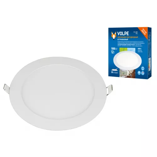 ULM-Q236 12W/4000K WHITE Светильник светодиодный встраиваемый. Белый свет (4000К). Корпус белый. ТМ Volpe.