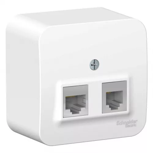 Розетка компьютерная + телеф. 2-м ОП BLANCA RJ45 кат.5e + RJ11 изол. пласт. бел. SchE BLNIA045111
