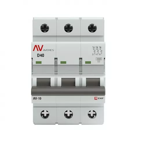 Выключатель автоматический модульный 3п D 40А 10кА AV-10 AVERES EKF mcb10-3-40D-av фото 2