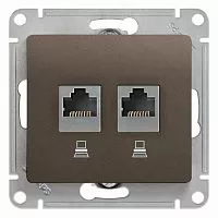 Механизм розетки комп. 2-м Glossa RJ45+RJ45 кат.5е шоколад SchE GSL000885KK