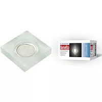 DLS-L111 GU5.3 CHROME/MATT CLEAR Светильник декоративный встраиваемый, серия Luciole. Квадратный. Без лампы, GU5.3. Доп. светодиодная подсветка 3Вт. Металл/стекло. Хром/матовый+прозрачный. ТМ Fametto