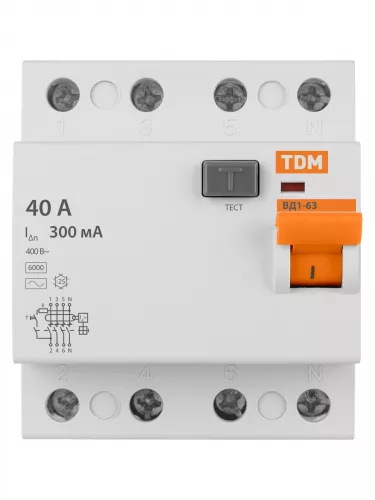 УЗО ВД1-63 4Р 40А 300мА TDM фото 3