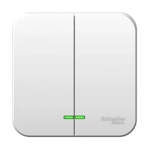 Выключатель 2-кл. ОП Blanca 10А IP20 (сх. 5) 250В с подсветкой с изолир. пластиной бел. SchE BLNVA105111
