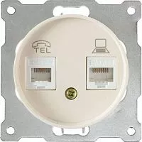 Механизм розетки комп. + телеф.2-м СП Florence RJ11/RJ45 кат.5e беж. 1E20801301 OneKeyElectro 2172794