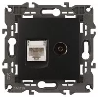 Розетка информационная RJ45+TV 14-3110-05 Elegance антрацит ЭРА Б0034318