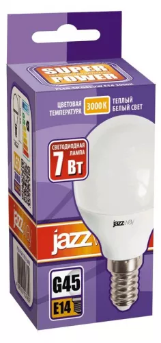 Лампа светодиодная PLED-SP-G45 7Вт шар 3000К тепл. бел. E14 540лм 230В JazzWay 1027856-2 фото 2