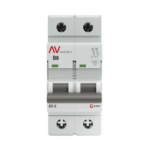 Выключатель автоматический модульный 2п B 6А 6кА AV-6 AVERES EKF mcb6-2-06B-av фото 2