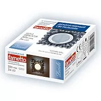 DLS-L131 GU5.3 CHROME/BLACK Светильник декоративный встраиваемый, серия Luciole. Без лампы, цоколь GU5.3. Доп. светодиодная подсветка 3Вт. Металл/стекло. Хром/черный. ТМ Fametto