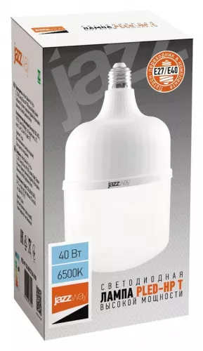Лампа светодиодная PLED-HP-T120 40Вт 6500К холод. бел. E27/ E40 (Переходник в комплекте) 3700лм JazzWay 1038944 фото 2