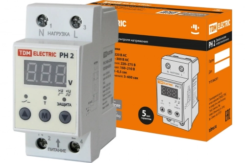 Реле напряжения 1ф РН 63А-220В (LED-дисплей, с функцией ограничения тока) /TDM