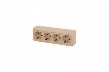 Розетка Intro Quadro 2-208-11 с заземлением четырехместная 4х2P+E, 16А-250В, IP20, ОУ, сосна
