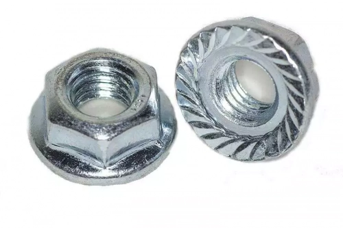 Гайка  М10  (DIN6923)  с насечкой и флянцем